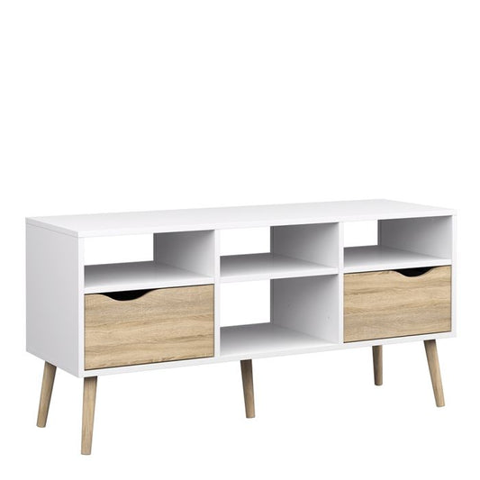 Oslo TV Unit Wide 2 Drawers 4 Shelves - NIXO Furniture.com