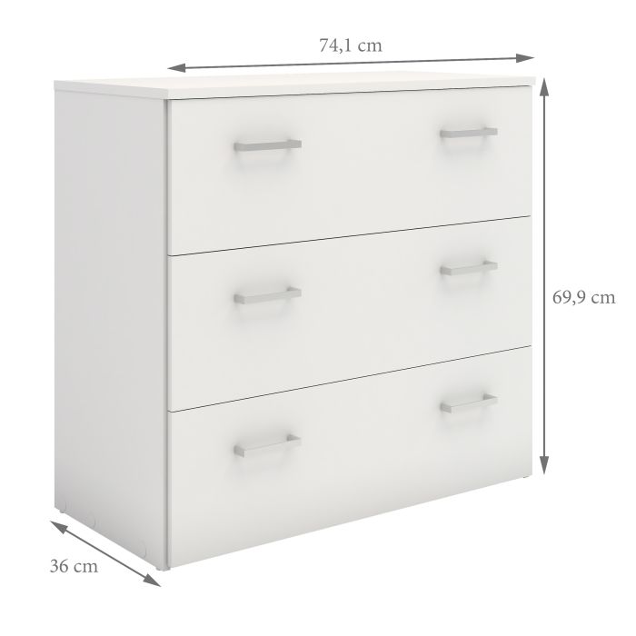 Space Chest of 3 Drawers in White - NIXO Furniture.com