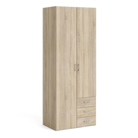 Space Wardrobe 2 Doors 3 Drawers in Oak 2000 - NIXO Furniture.com