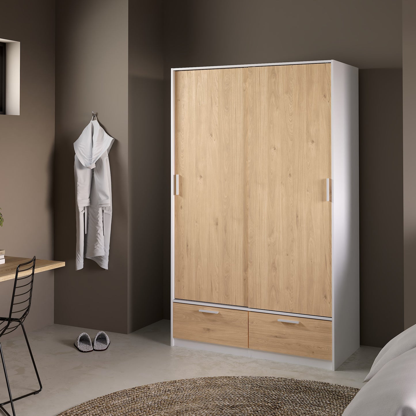 Line Wardrobe with 2 Doors 2 Drawers - NIXO Furniture.com