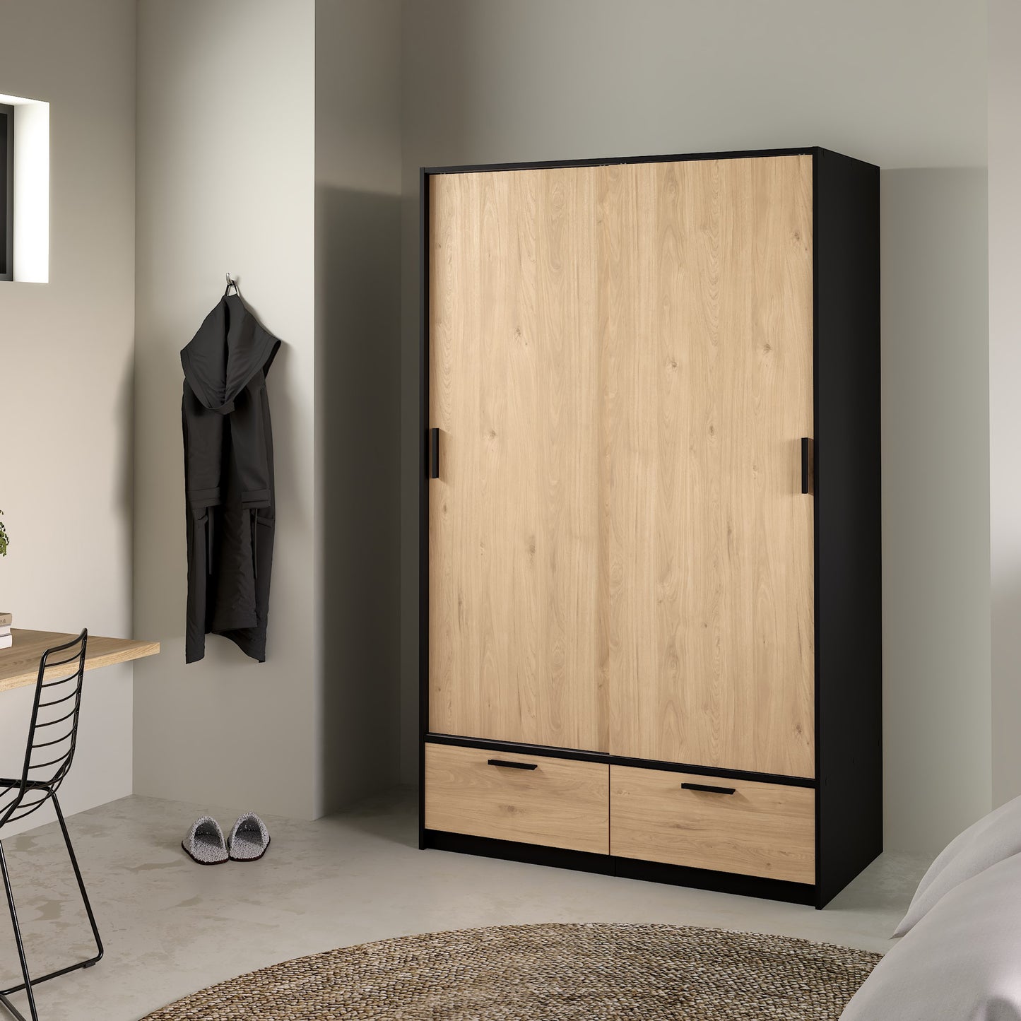 Line Wardrobe with 2 Doors 2 Drawers - NIXO Furniture.com