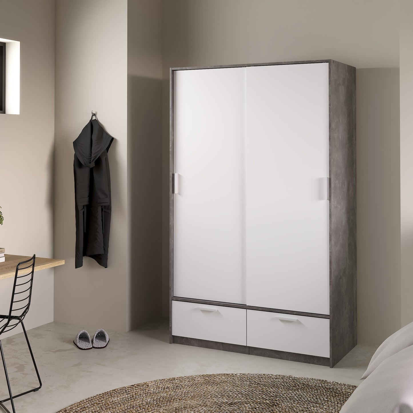 Line Wardrobe with 2 Doors 2 Drawers - NIXO Furniture.com