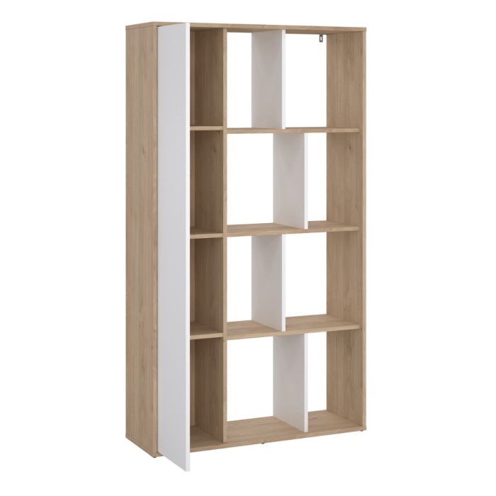 Maze Bookcase with 1 Door in Jackson Hickory and White High Gloss - NIXO Furniture.com