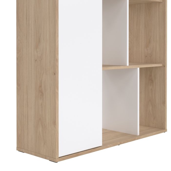 Maze Bookcase with 1 Door in Jackson Hickory and White High Gloss - NIXO Furniture.com