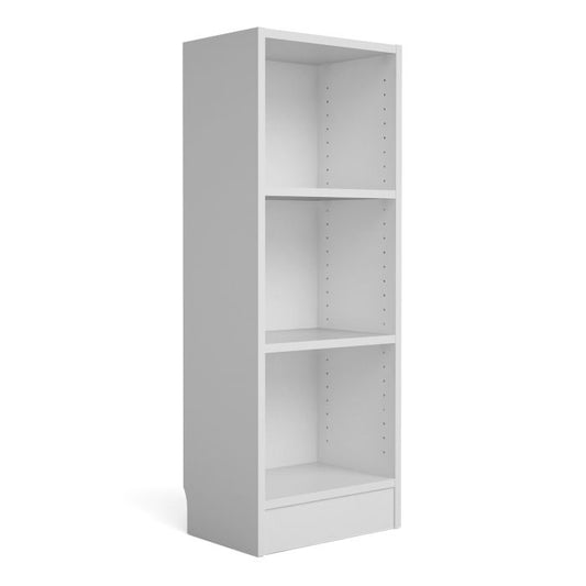 Basic Narrow Low 2 Shelves Bookcase in White - NIXO Furniture.com