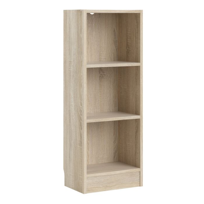 Basic Low Narrow Bookcase (2 Shelves) in Oak - NIXO Furniture.com