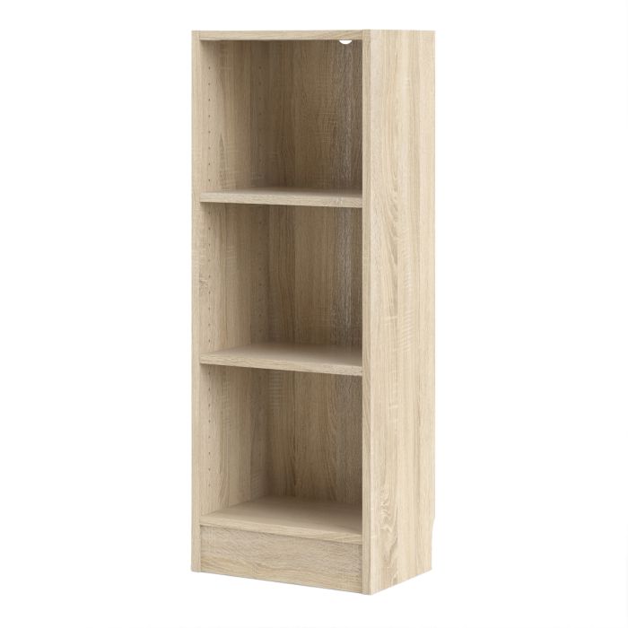 Basic Low Narrow Bookcase (2 Shelves) in Oak - NIXO Furniture.com