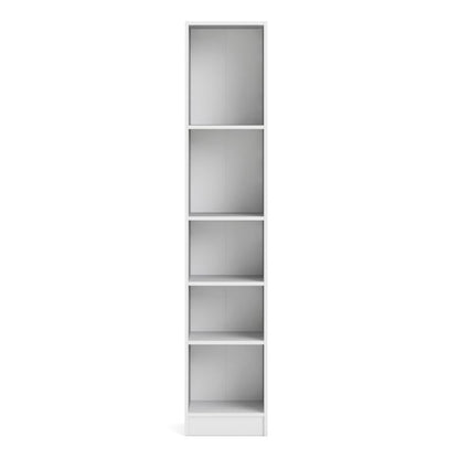 Basic Tall Narrow Bookcase (4 Shelves) in White - NIXO Furniture.com