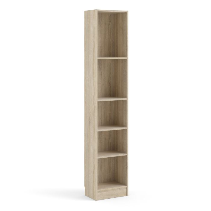 Basic Narrow Bookcase (4 Shelves) in Oak - NIXO Furniture.com