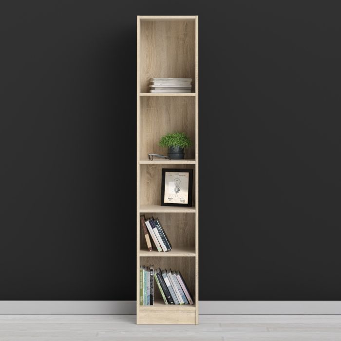 Basic Narrow Bookcase (4 Shelves) in Oak - NIXO Furniture.com