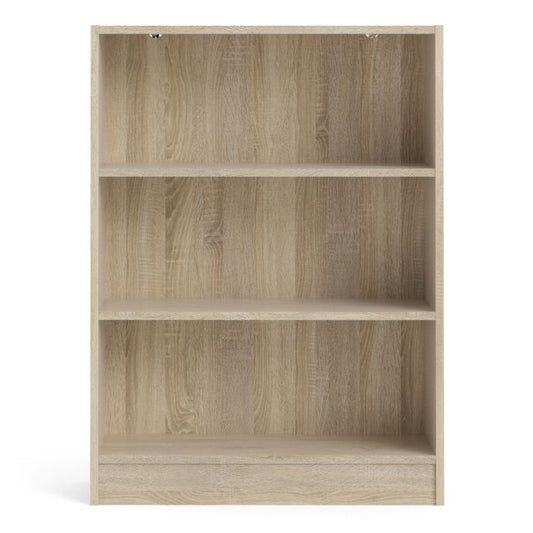 Basic Low Wide Bookcase (2 Shelves) in Oak - NIXO Furniture.com