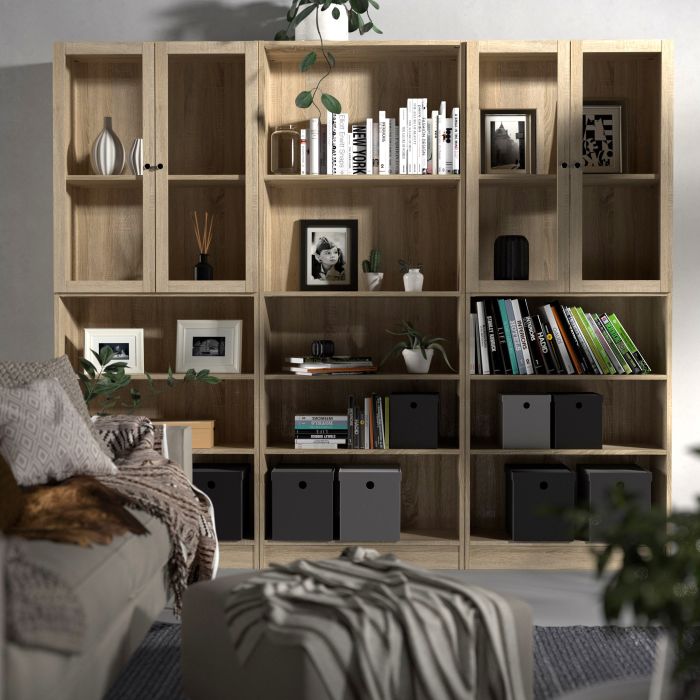 Basic Narrow Bookcase (4 Shelves) in Oak - NIXO Furniture.com