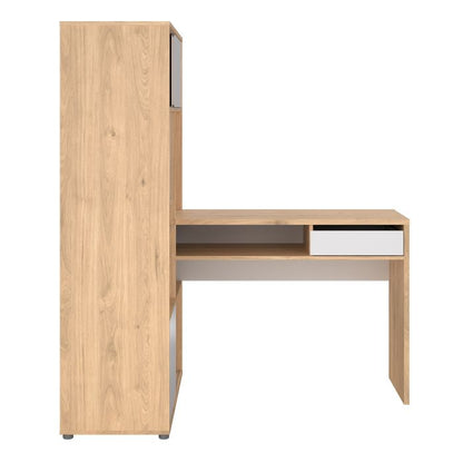 Function Plus Corner Desk with Bookcase Jackson Hickory/White - NIXO Furniture.com