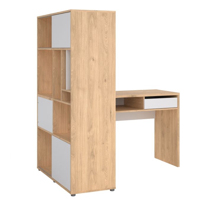 Function Plus Corner Desk with Bookcase Jackson Hickory/White - NIXO Furniture.com