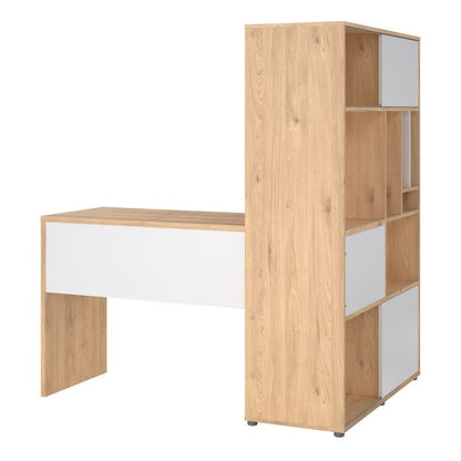 Function Plus Corner Desk with Bookcase Jackson Hickory/White - NIXO Furniture.com