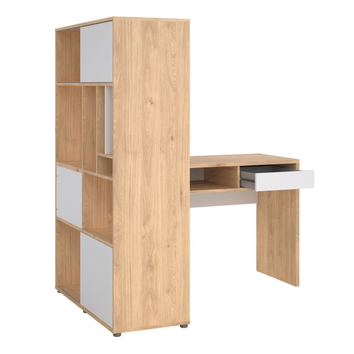 Function Plus Corner Desk with Bookcase Jackson Hickory/White - NIXO Furniture.com