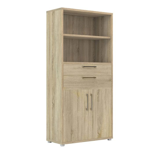 Prima Bookcase 2 Shelves with 2 Drawers 2 Doors - NIXO Furniture.com