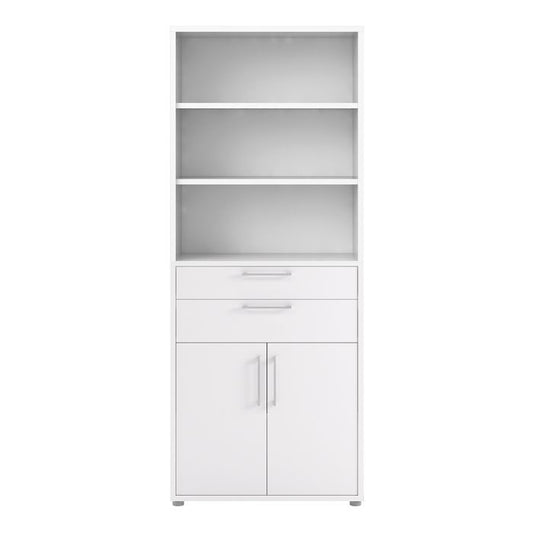 Prima Bookcase 3 Shelves with 2 Drawers 2 Doors - NIXO Furniture.com