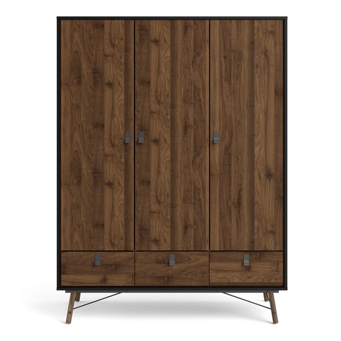 Ry Wardrobe 3 Doors 3 Drawers - NIXO Furniture.com