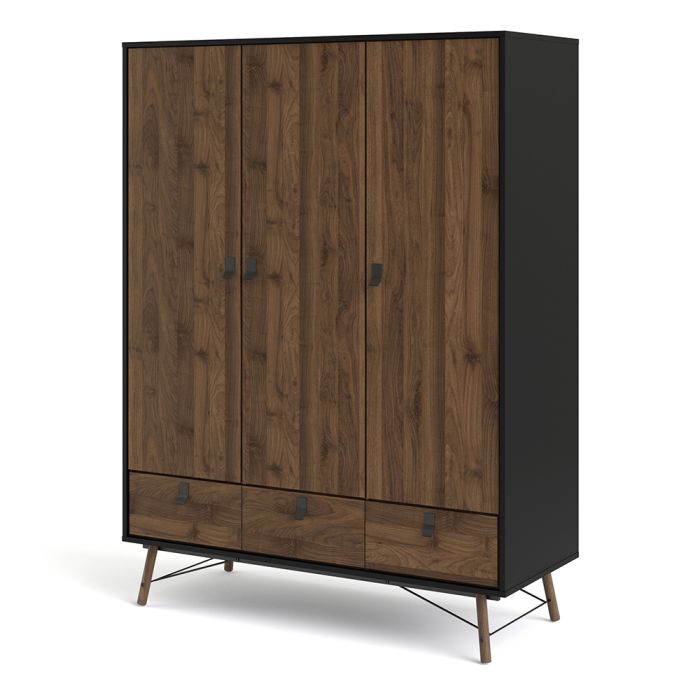 Ry Wardrobe 3 Doors 3 Drawers - NIXO Furniture.com