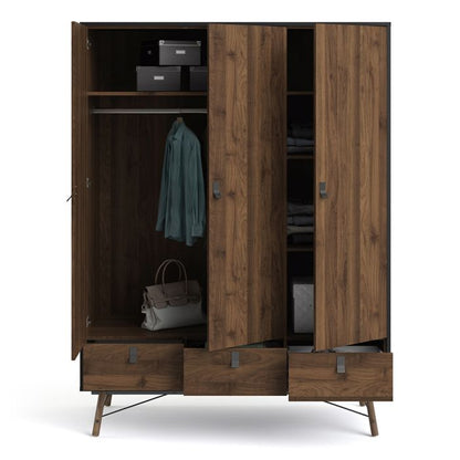Ry Wardrobe 3 Doors 3 Drawers - NIXO Furniture.com