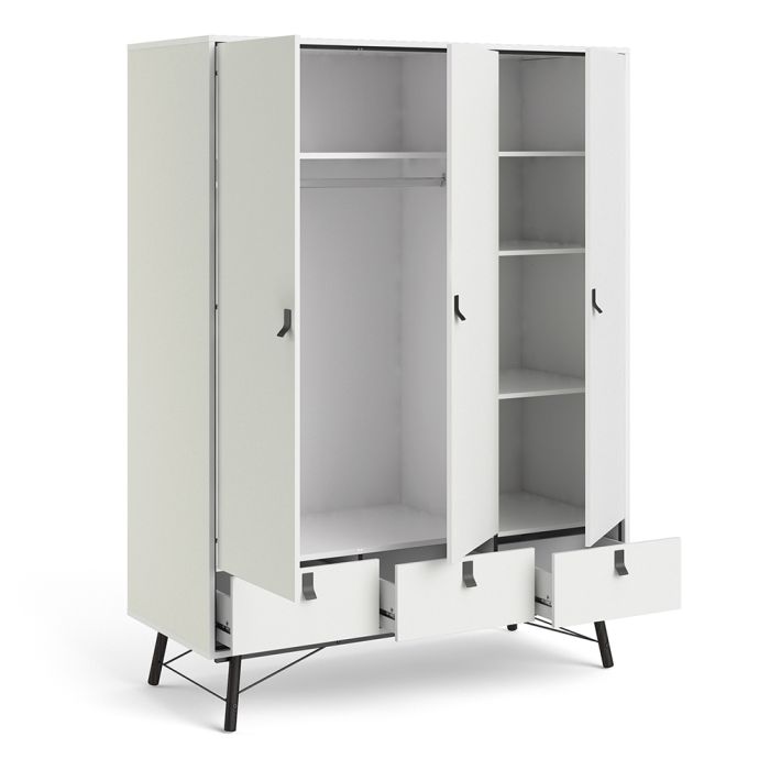 Ry Wardrobe 3 Doors 3 Drawers - NIXO Furniture.com