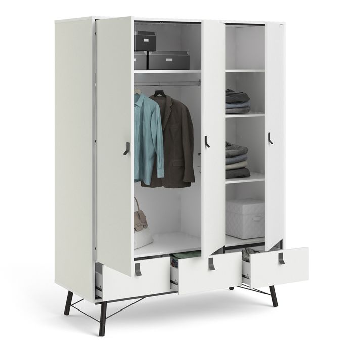 Ry Wardrobe 3 Doors 3 Drawers - NIXO Furniture.com