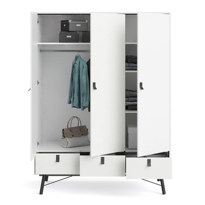 Ry Wardrobe 3 Doors 3 Drawers - NIXO Furniture.com