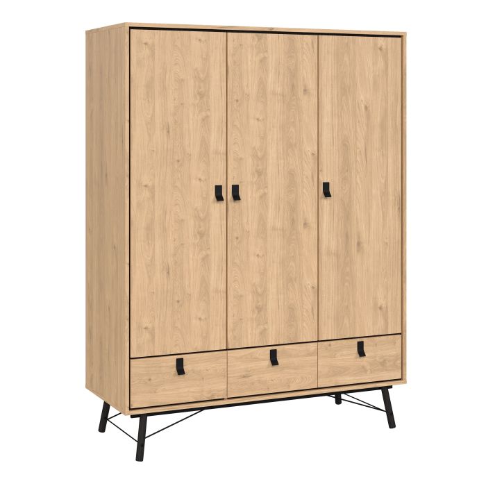 Ry Wardrobe 3 Doors 3 Drawers - NIXO Furniture.com