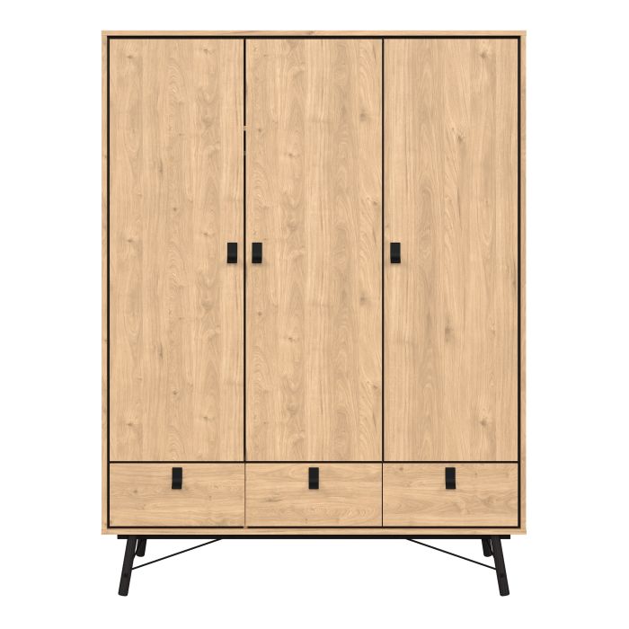 Ry Wardrobe 3 Doors 3 Drawers - NIXO Furniture.com