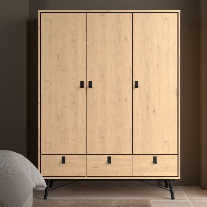 Ry Wardrobe 3 Doors 3 Drawers - NIXO Furniture.com