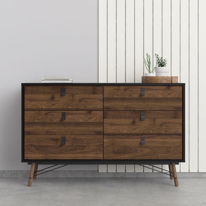 Ry Wide Double Chest of Drawers 6 Drawers - NIXO Furniture.com