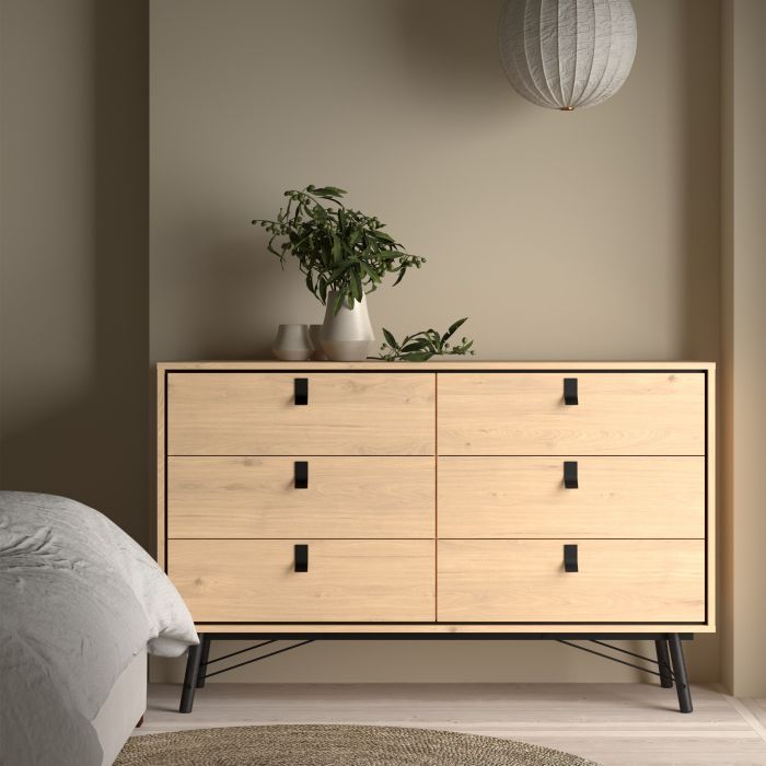 Ry Wide Double Chest of Drawers 6 Drawers - NIXO Furniture.com