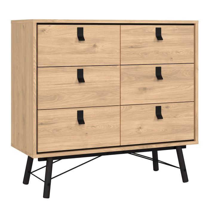 Ry Small Double Chest of Drawers 6 Drawers in Jackson Hickory Oak - NIXO Furniture.com