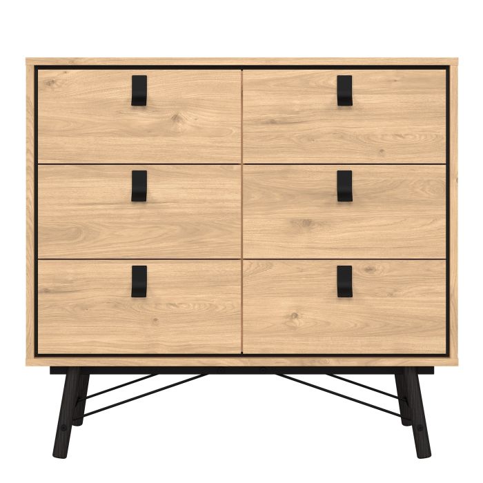 Ry Small Double Chest of Drawers 6 Drawers in Jackson Hickory Oak - NIXO Furniture.com