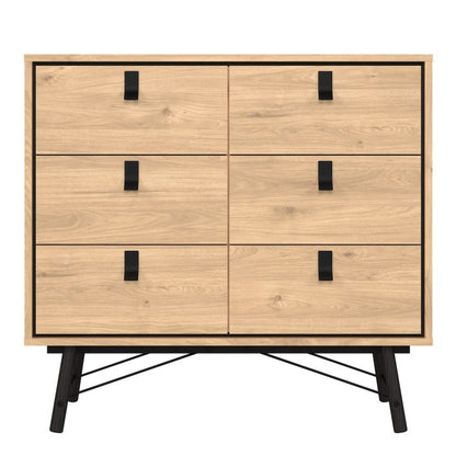 Ry Small Double Chest of Drawers 6 Drawers in Jackson Hickory Oak - NIXO Furniture.com