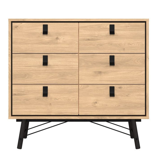 Ry Small Double Chest of Drawers 6 Drawers in Jackson Hickory Oak - NIXO Furniture.com