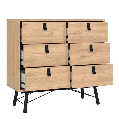 Ry Small Double Chest of Drawers 6 Drawers in Jackson Hickory Oak - NIXO Furniture.com