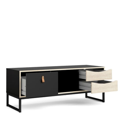 Stubbe TV Unit 1 Door 2 Drawers and Open Shelf in Matt Black Oak - NIXO Furniture.com