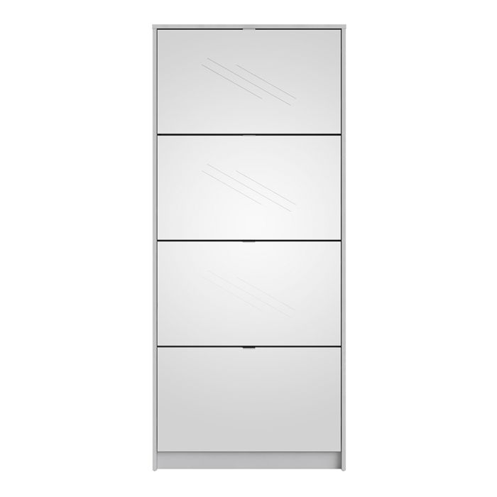 Shoes Shoe Cabinet 4 Flip Down Mirror Doors and 2 layers in White - NIXO Furniture.com