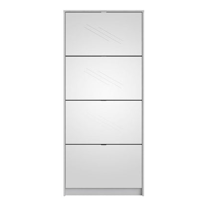 Shoes Shoe Cabinet 4 Flip Down Mirror Doors and 2 layers in White - NIXO Furniture.com