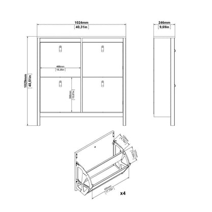 Barcelona Shoe Cabinet 4 Flip Down Doors - NIXO Furniture.com