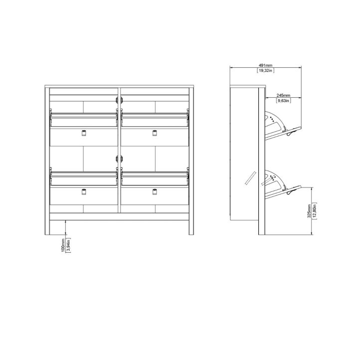 Barcelona Shoe Cabinet 4 Flip Down Doors - NIXO Furniture.com