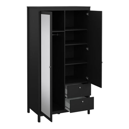 Madrid Wardrobe with 1 Door 1 Mirror Door 2 Drawers - NIXO Furniture.com