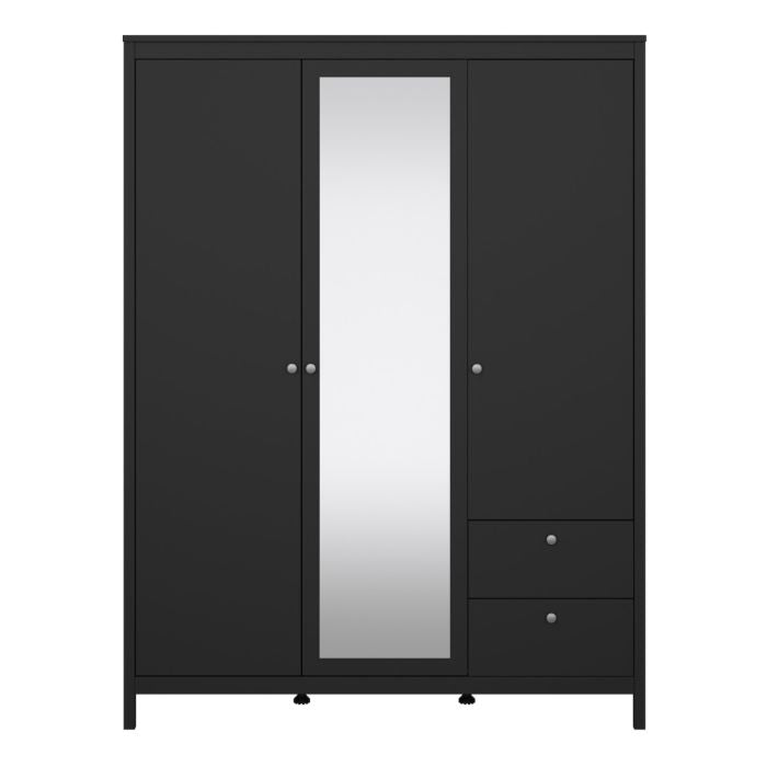 Madrid Wardrobe with 2 Doors 1 Mirror Door 2 Drawers - NIXO Furniture.com