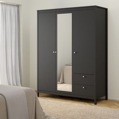 Madrid Wardrobe with 2 Doors 1 Mirror Door 2 Drawers - NIXO Furniture.com