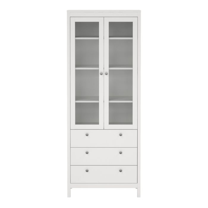 Madrid China Cabinet 2 Glass Doors with 3 Drawers - NIXO Furniture.com