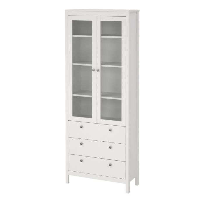 Madrid China Cabinet 2 Glass Doors with 3 Drawers - NIXO Furniture.com