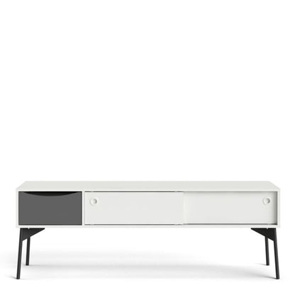 Fur TV-Unit 2 Sliding Doors 1 Drawer in Grey and White - NIXO Furniture.com