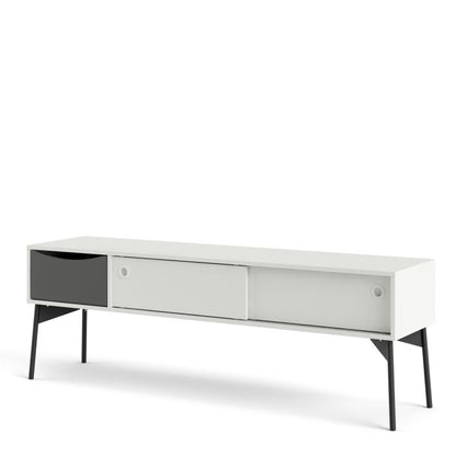 Fur TV-Unit 2 Sliding Doors 1 Drawer in Grey and White - NIXO Furniture.com